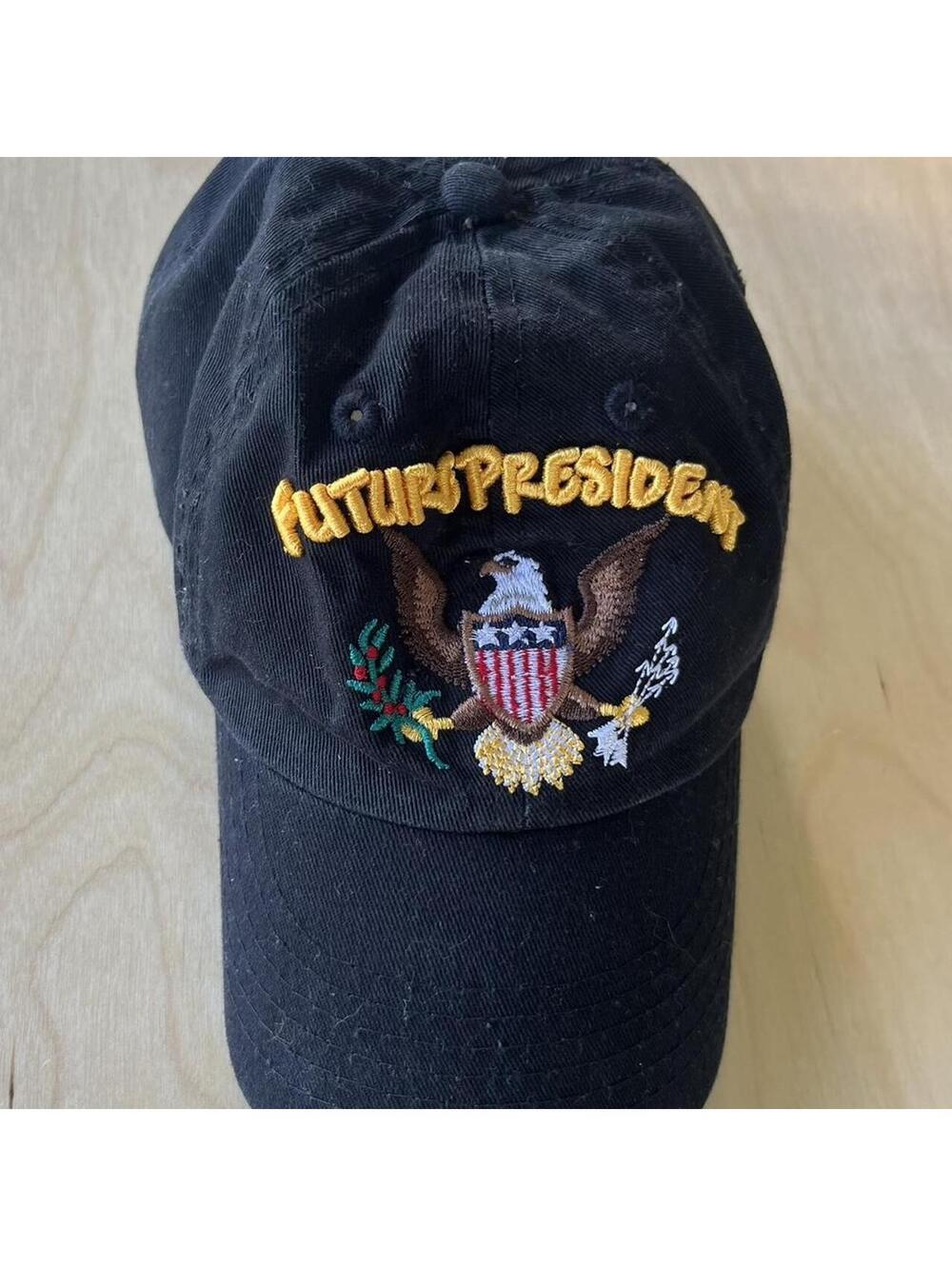 Black Future President embroidered baseball cap American flag design